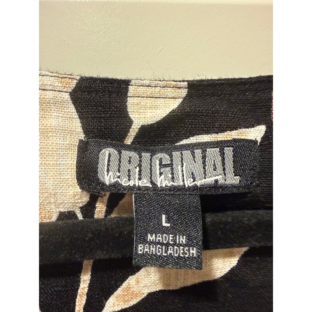 Nicole Miller Original Linen Blend Floral Lily Shift Dress Black Peach Large - Picture 4 of 7